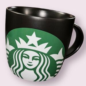 Starbucks Black  Coffee‎ Mug Green Mermaid Siren Green Logo Ceramic 14oz